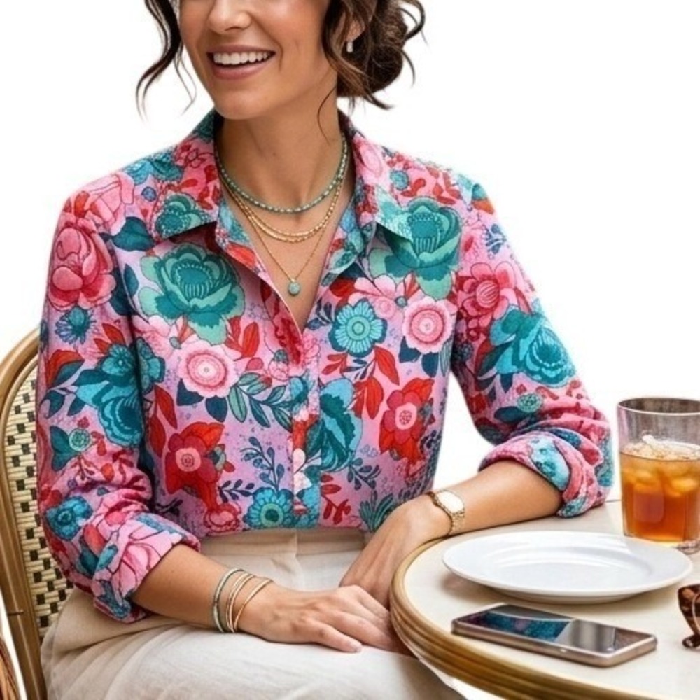 Talbots Button Up Shirt Pink 3x